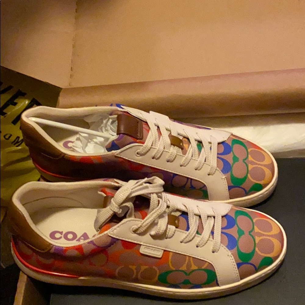 Men’s coach tan multi Color tennis shoes